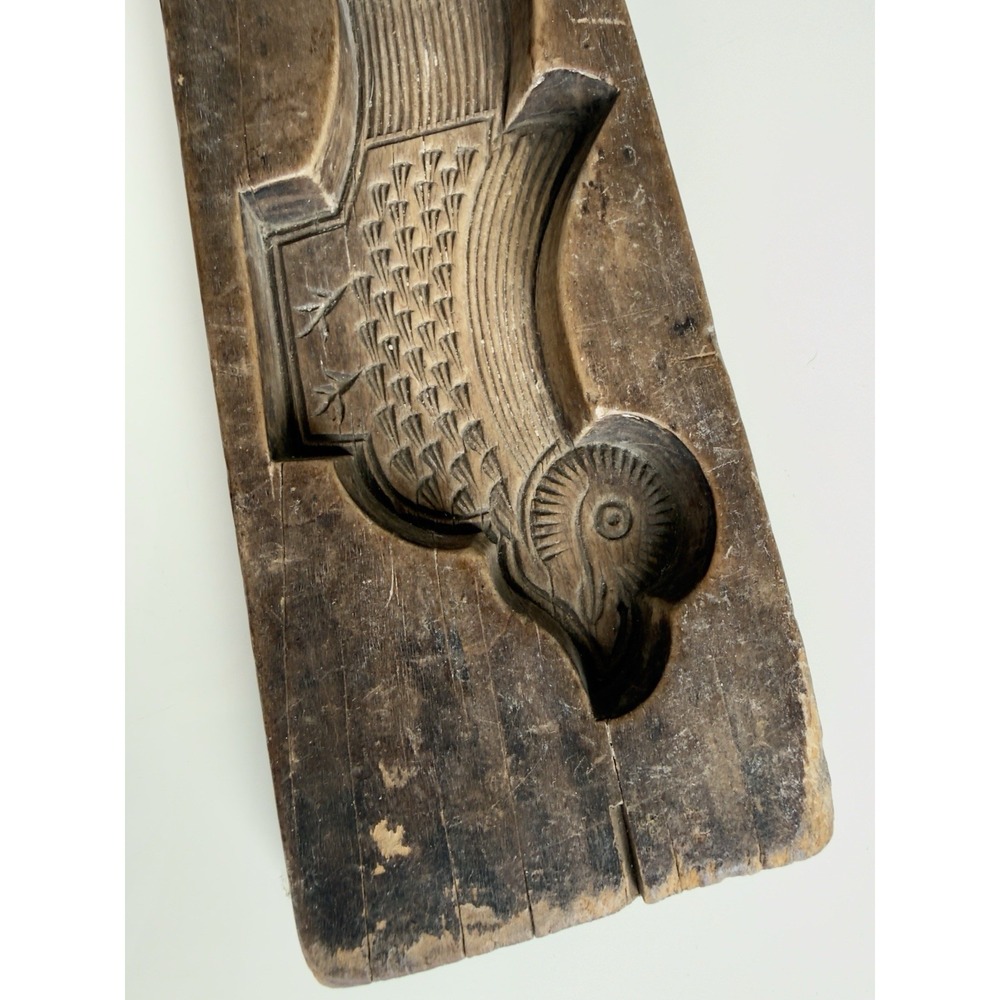 Antique Chinese Folk Art, Carved Hardwood Mooncake Mold — Phoenix & Cloud Motif - Picture 4 of 8